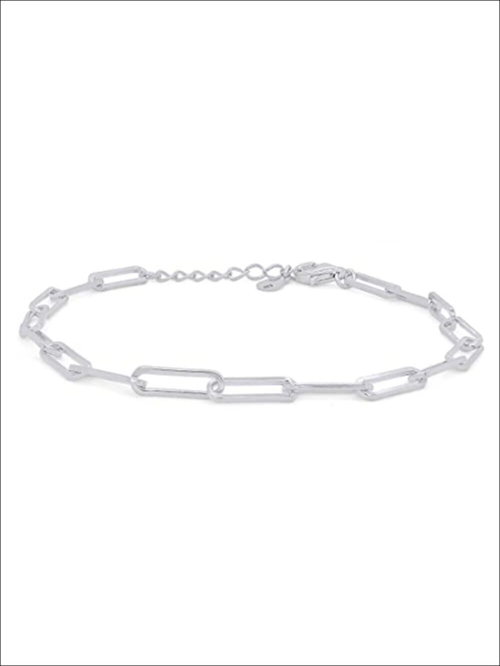 7" Paper Clip Chain Bracelet 14K Gold Plated 925 Sterling Silver Lobster Claw